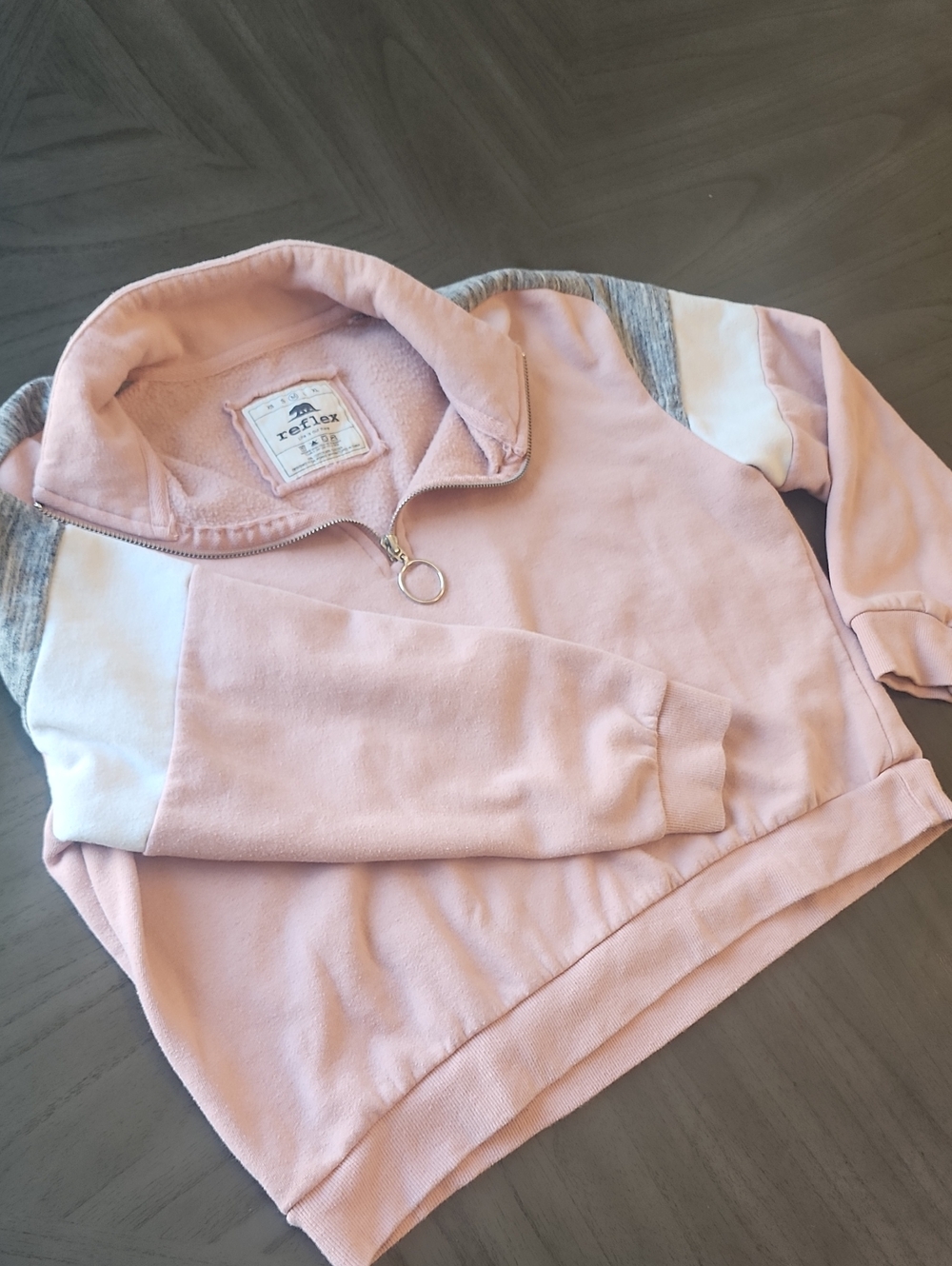 Reflex Pink Quarter-Zip Cropped Sweatshirt With Colorblock Accents Size M